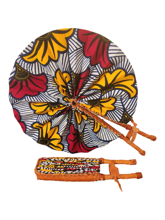 Ankara Fan - Red & Yellow Flowers