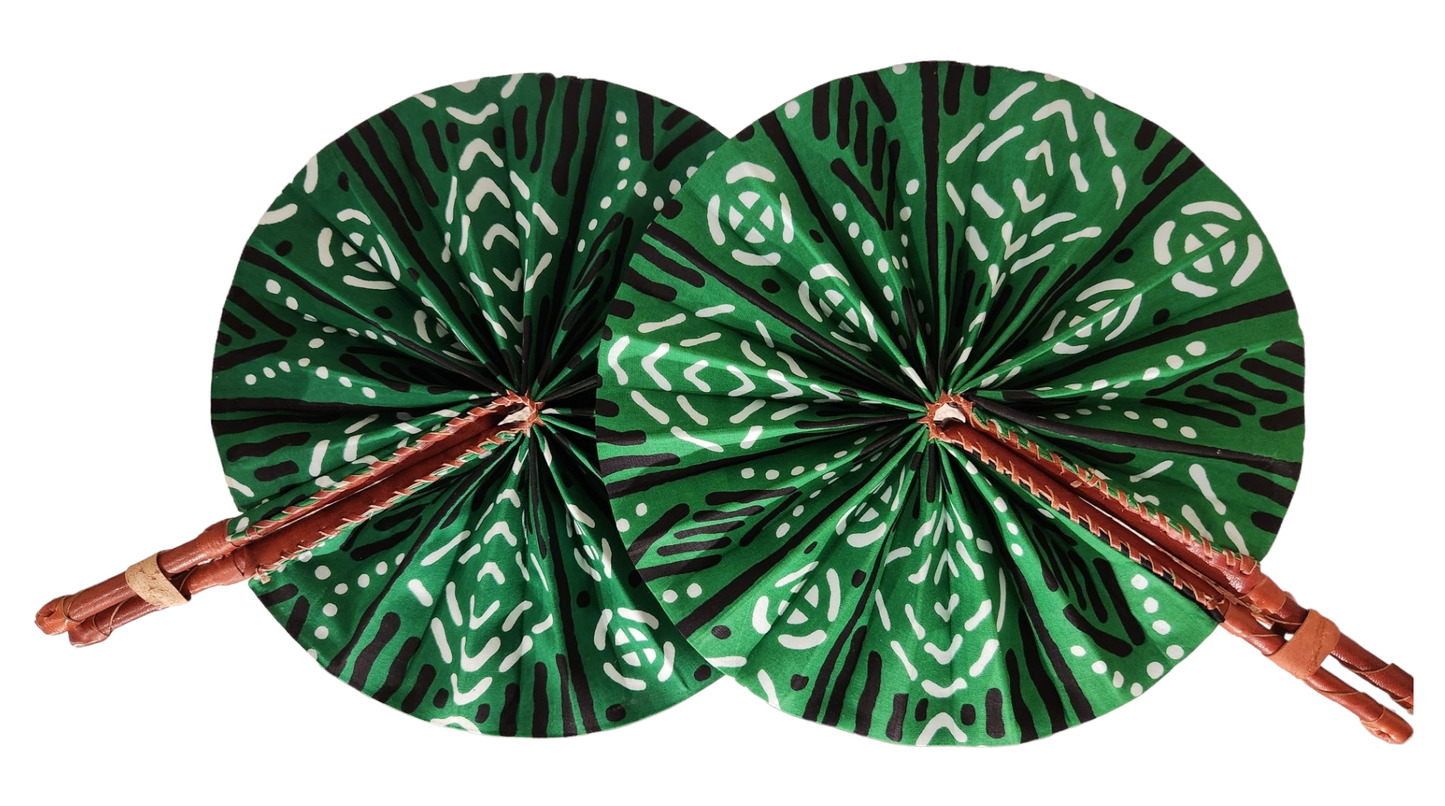 Ankara Fan - Green/Black/White
