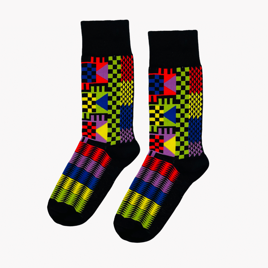 Afro Pop Socks - Geom Black