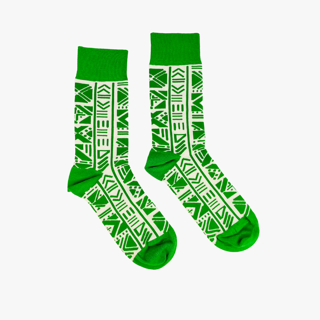 Afropop Socks - Bogolan Green