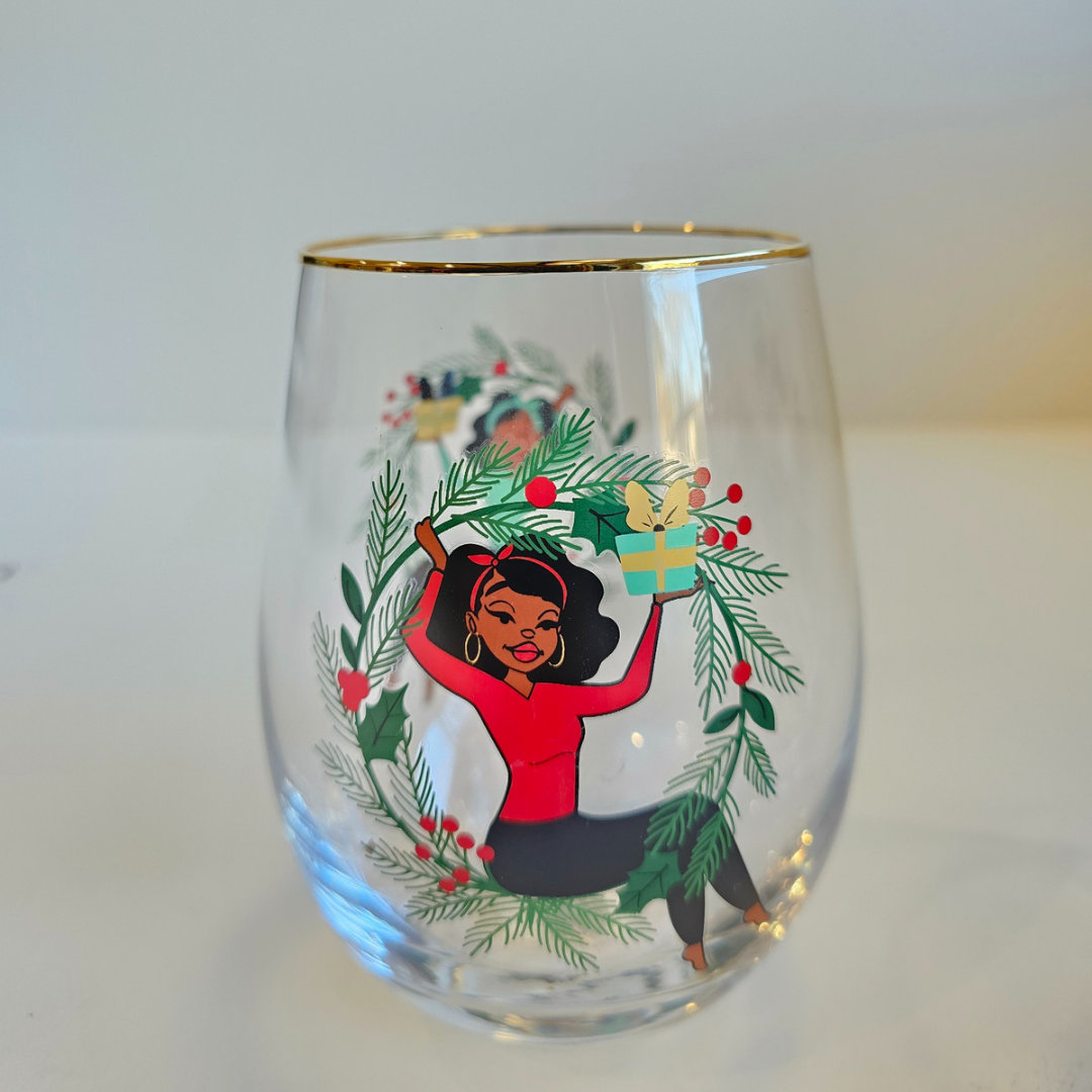 Holiday Holly Wine Glasses (2 Pack)