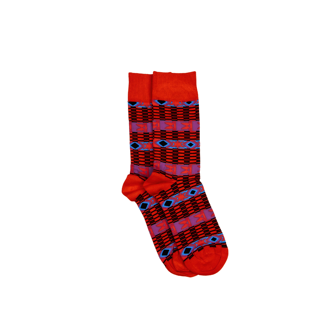 Afropop Socks - Tribal Red