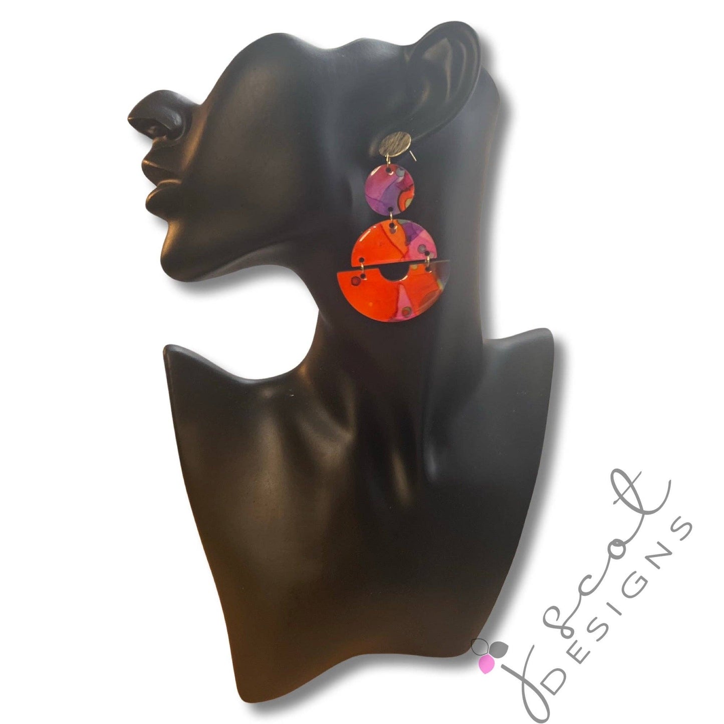 Earrings - TANAKA - Tangerine/Magenta/Purple