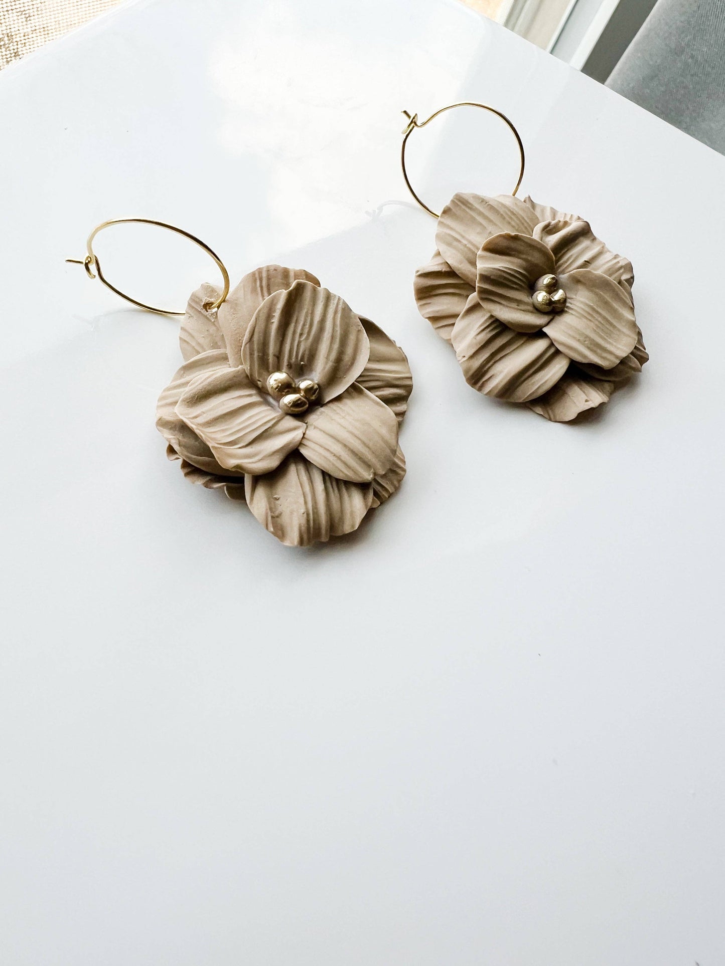 Earrings - Tan Floral
