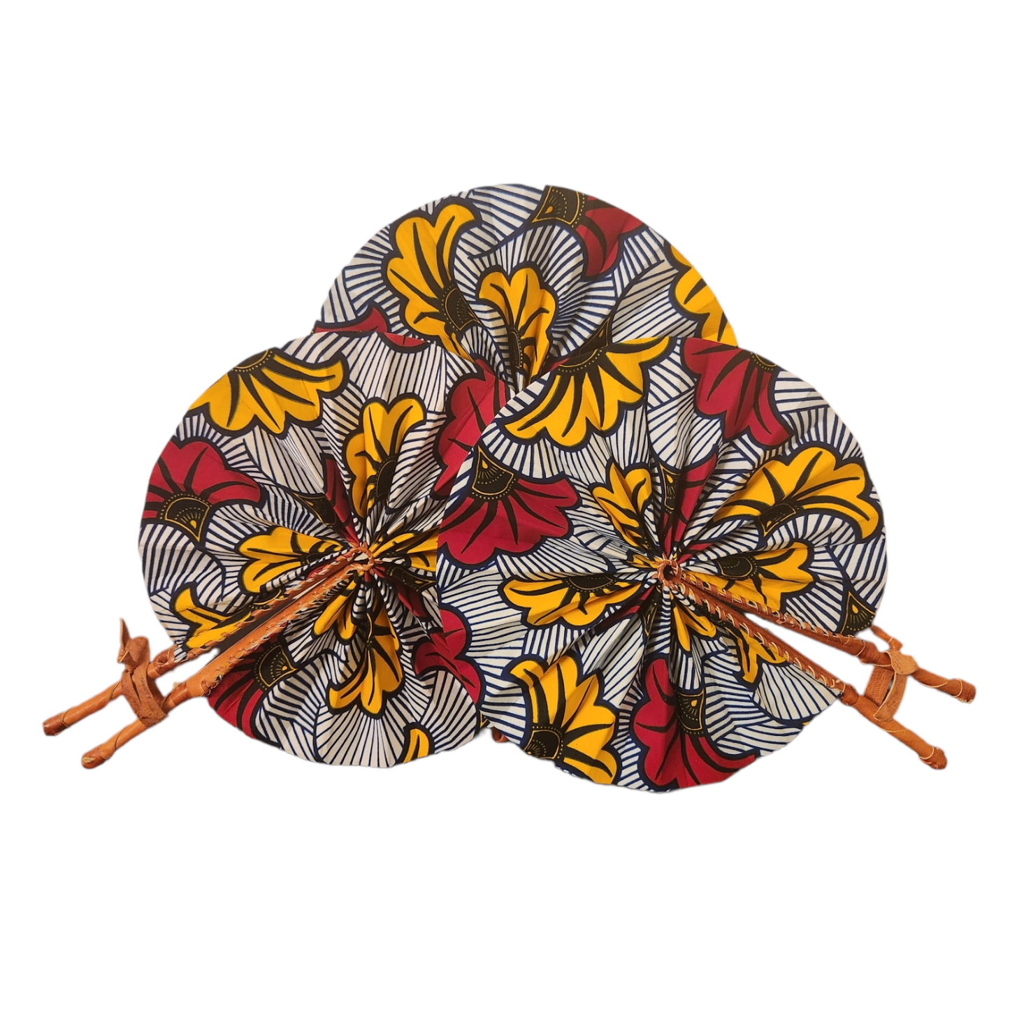 Ankara Fan - Red & Yellow Flowers