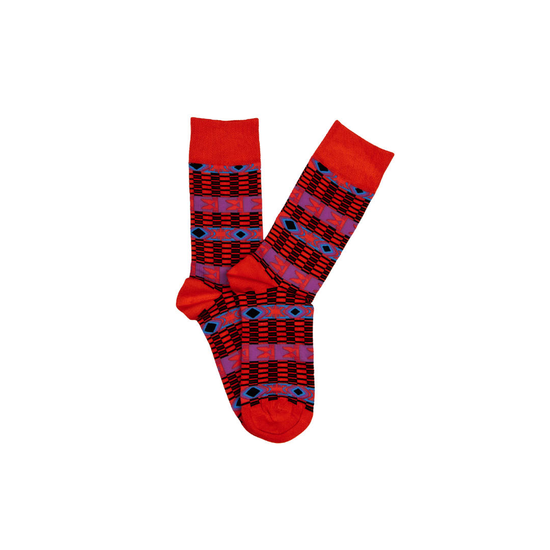 Afropop Socks - Tribal Red