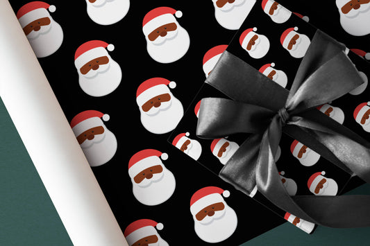 Black Santa Wrapping Paper